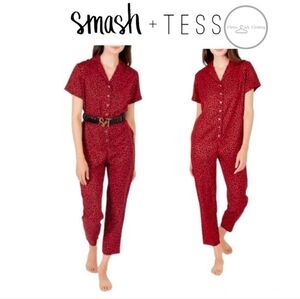 Smash + Tess Patterned Red Jumpsuit